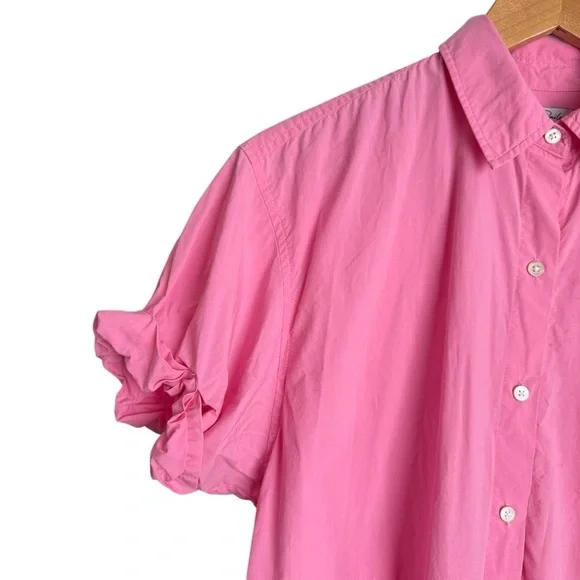 Rails JoJo Hot Pink Oversized Button Down Blouse Women’s XS Cuffed Short Sleeve - Picture 10 of 12